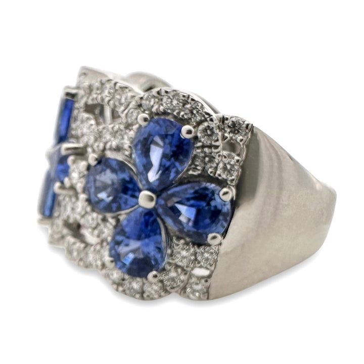 Blueberry Pear Sapphire & Vanilla Diamond Cocktail Ring in Platinum by Le Vian