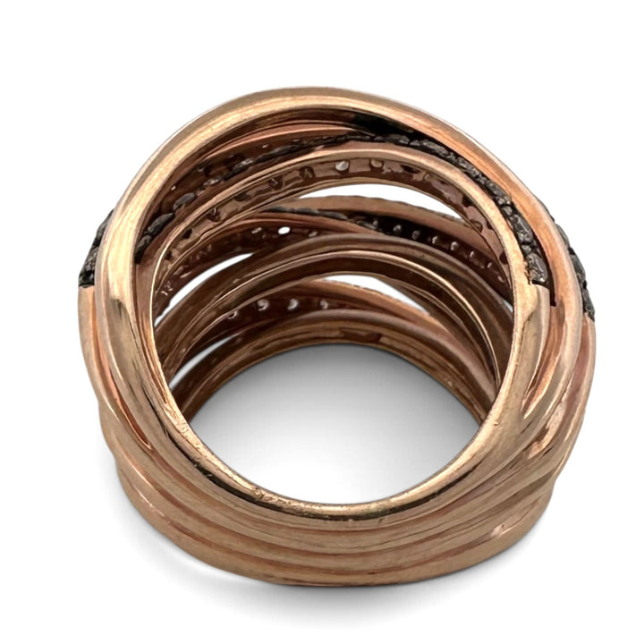 5.59ctw Chocolate & Nude Diamond Woven Multi-Band Cocktail Ring in 14k Rose Gold by Le Vian