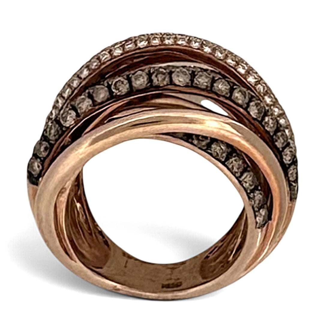 5.59ctw Chocolate & Nude Diamond Woven Multi-Band Cocktail Ring in 14k Rose Gold by Le Vian