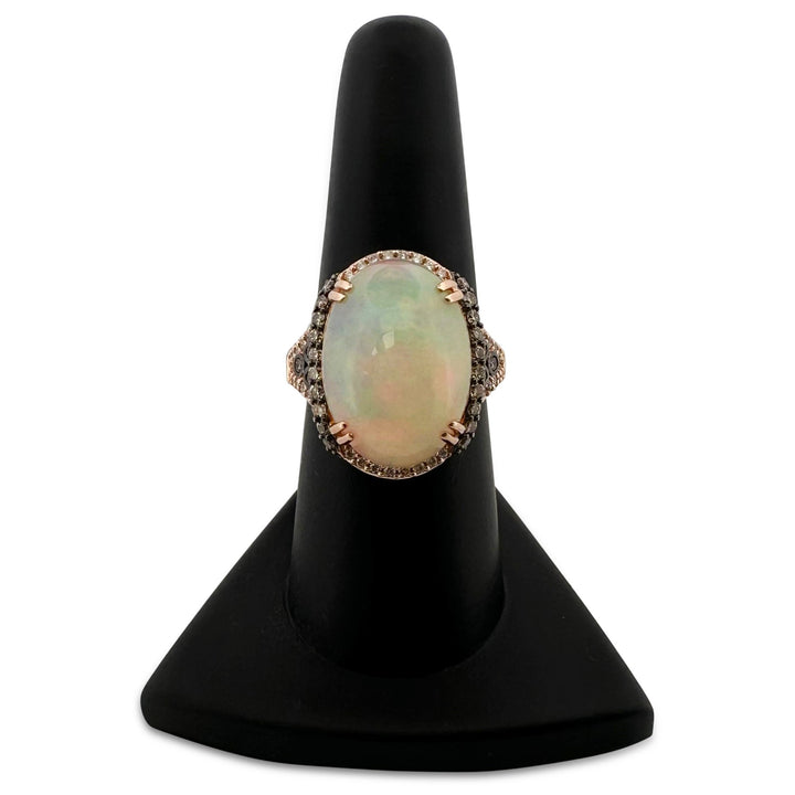 Neopolitan Opal with Vanilla & Chocolate Diamonds Cocktail Ring in 14k Rose Gold by Le Vian