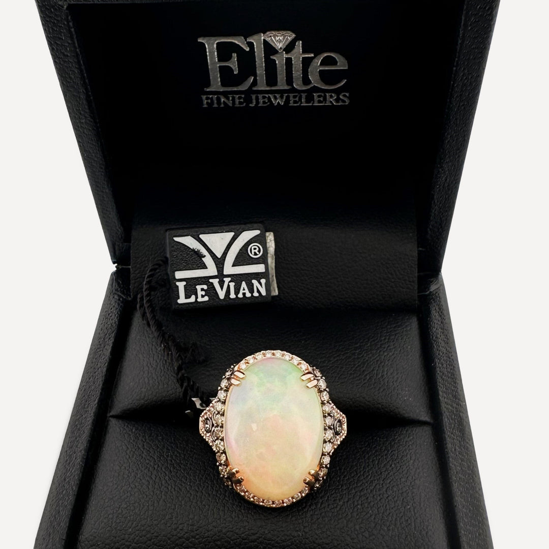 Neopolitan Opal with Vanilla & Chocolate Diamonds Cocktail Ring in 14k Rose Gold by Le Vian