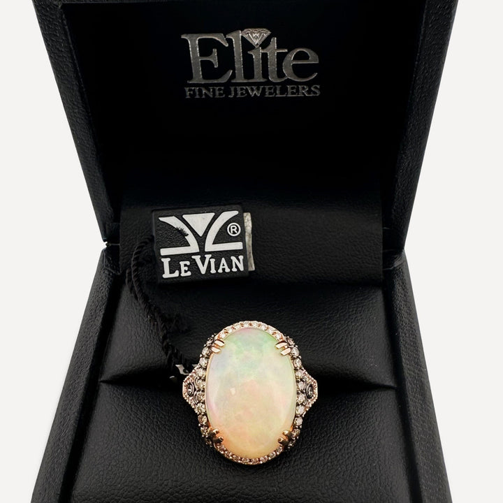 Neopolitan Opal with Vanilla & Chocolate Diamonds Cocktail Ring in 14k Rose Gold by Le Vian