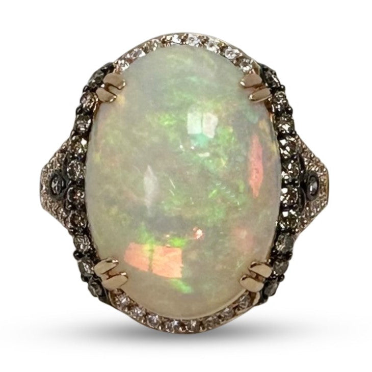 Neopolitan Opal with Vanilla & Chocolate Diamonds Cocktail Ring in 14k Rose Gold by Le Vian