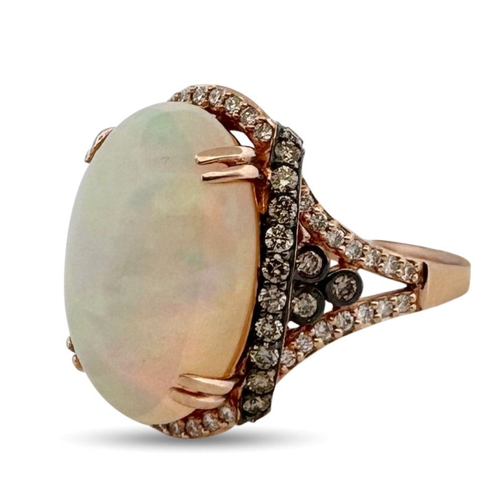 Neopolitan Opal with Vanilla & Chocolate Diamonds Cocktail Ring in 14k Rose Gold by Le Vian