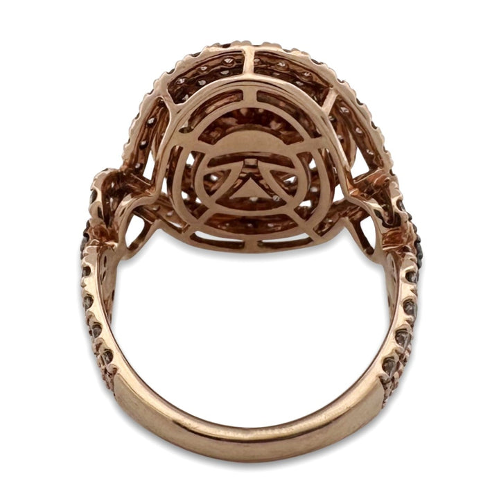 Neopolitan Opal with Vanilla & Chocolate Diamonds Double Halo Cocktail Ring in 14k Rose Gold by Le Vian