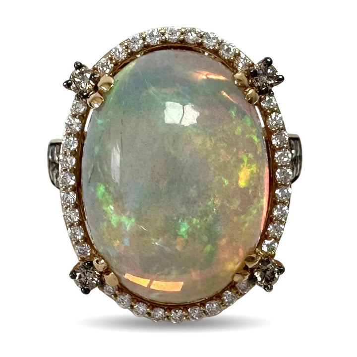 Neopolitan Opal with Vanilla & Chocolate Diamonds Cocktail Ring in 18k Rose Gold by Le Vian