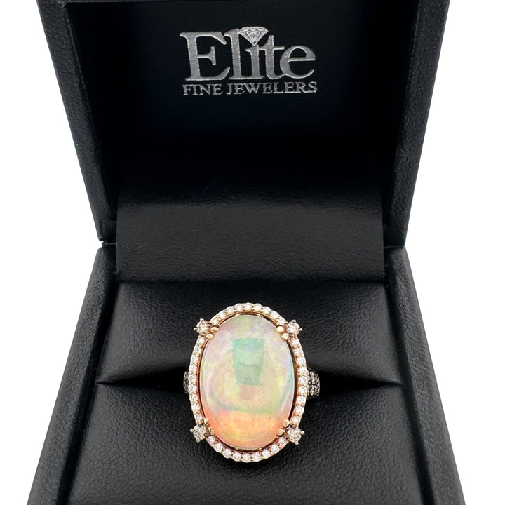 Neopolitan Opal with Vanilla & Chocolate Diamonds Cocktail Ring in 18k Rose Gold by Le Vian