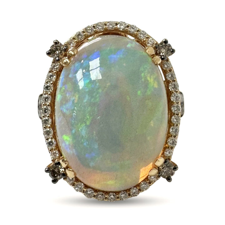 Neopolitan Opal with Vanilla & Chocolate Diamonds Cocktail Ring in 18k Rose Gold by Le Vian
