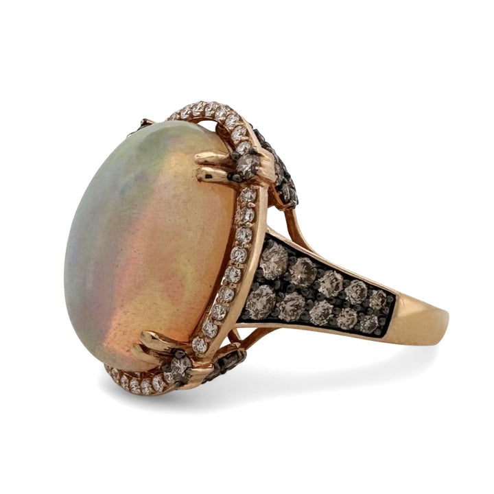 Neopolitan Opal with Vanilla & Chocolate Diamonds Cocktail Ring in 18k Rose Gold by Le Vian