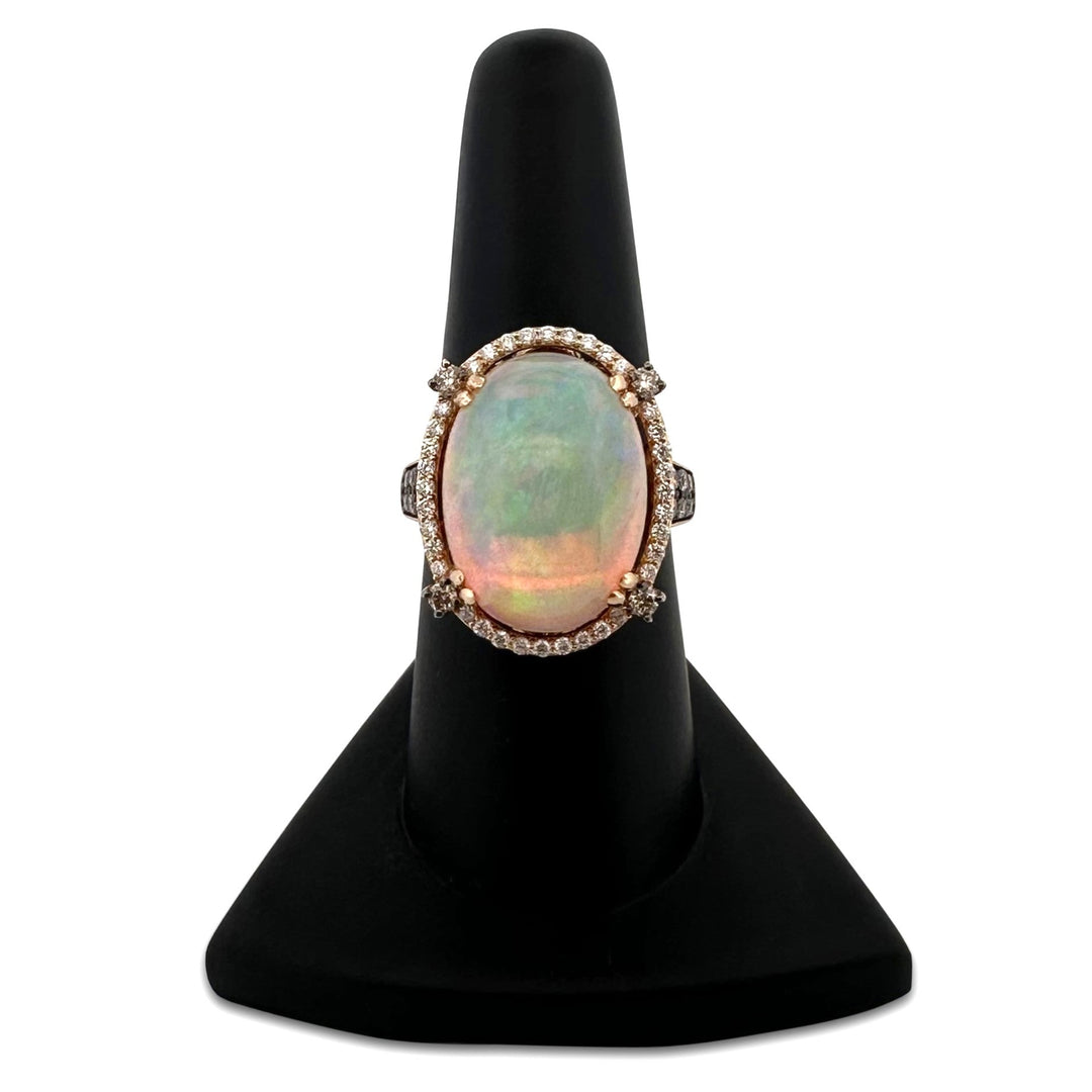 Neopolitan Opal with Vanilla & Chocolate Diamonds Cocktail Ring in 18k Rose Gold by Le Vian