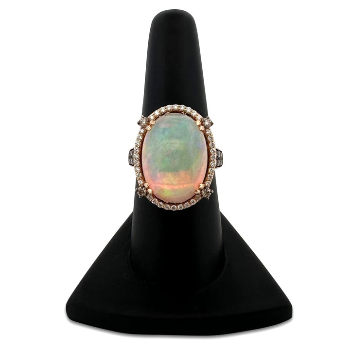 Neopolitan Opal with Vanilla & Chocolate Diamonds Cocktail Ring in 18k Rose Gold by Le Vian
