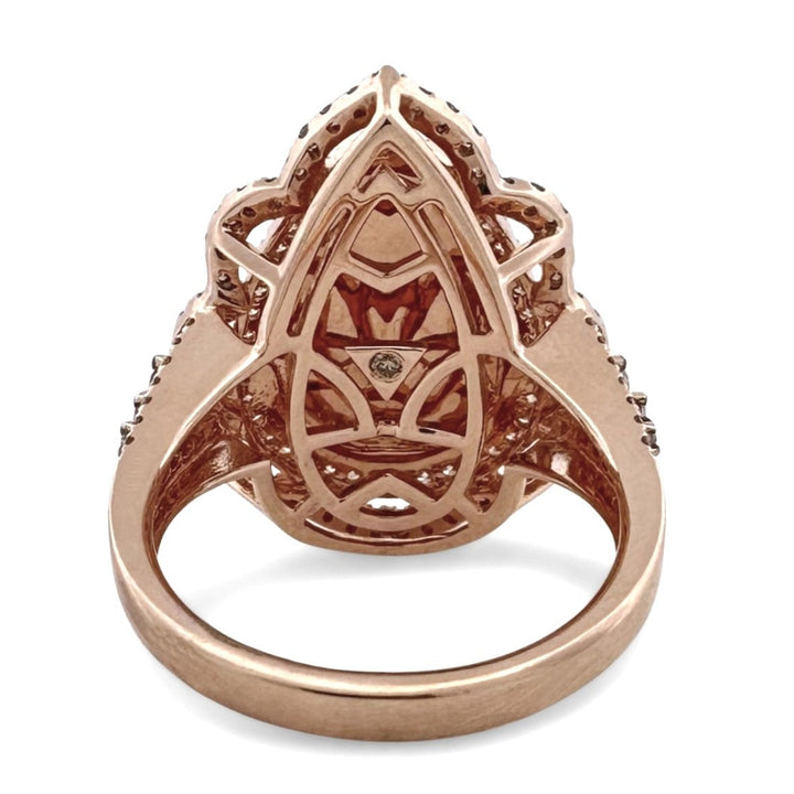 Neopolitan Pear Opal with Chocolate & Nude Diamonds Scalloped Cocktail Ring in 14k Rose Gold by Le Vian