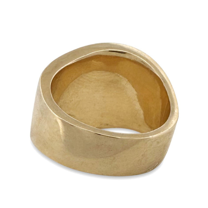 Opal Inlay with Round Brilliant Natural Diamond Pavé Band in 18k Yellow Gold
