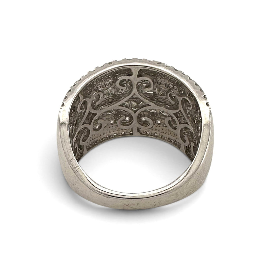1.75ctw Princess & Round Natural Diamond Multi-Row Wide Band in 18k White Gold