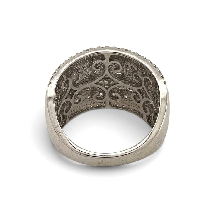 1.75ctw Princess & Round Natural Diamond Multi-Row Wide Band in 18k White Gold