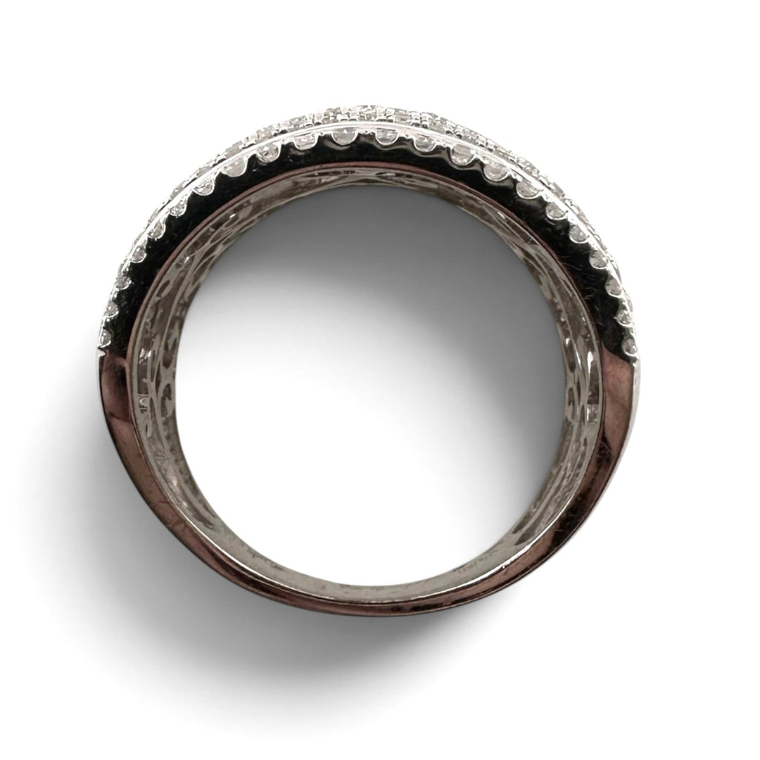 1.75ctw Princess & Round Natural Diamond Multi-Row Wide Band in 18k White Gold