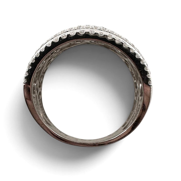 1.75ctw Princess & Round Natural Diamond Multi-Row Wide Band in 18k White Gold
