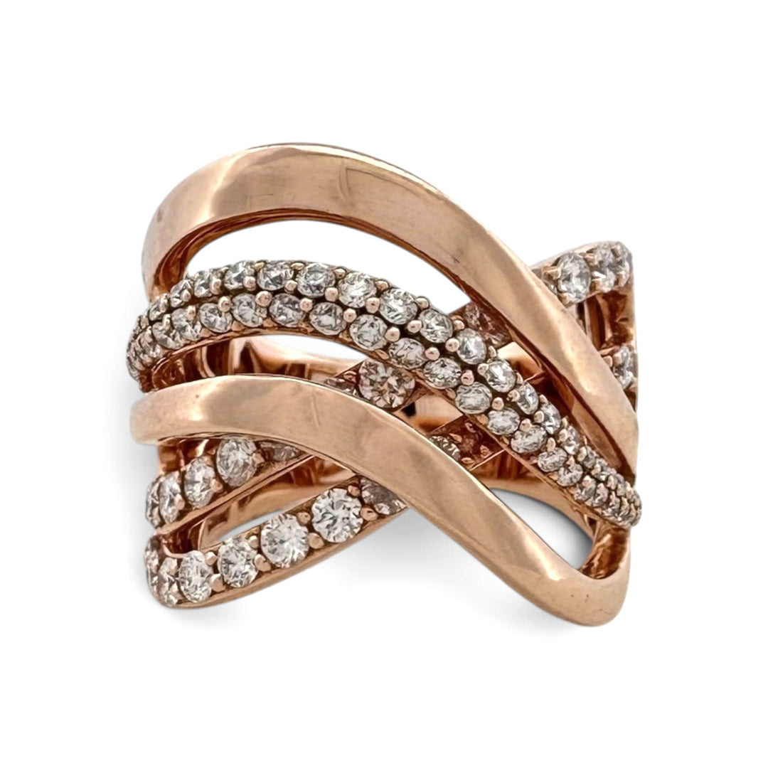 1.65ctw Nude Natural Diamond Crossover Cocktail Ring in 14k Rose Gold by Le Vian