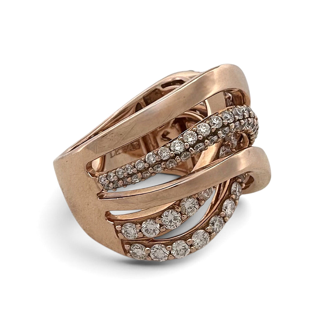 1.65ctw Nude Natural Diamond Crossover Cocktail Ring in 14k Rose Gold by Le Vian