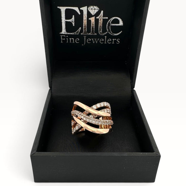 1.65ctw Nude Natural Diamond Crossover Cocktail Ring in 14k Rose Gold by Le Vian