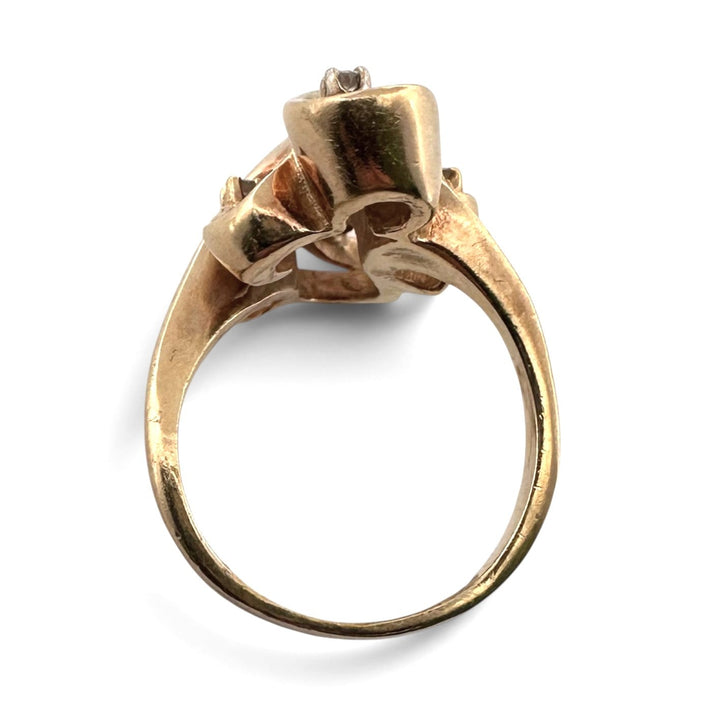 Vintage 0.40ctw Round Brilliant Natural Diamond Curvy Cocktail Ring in 14k Yellow Gold