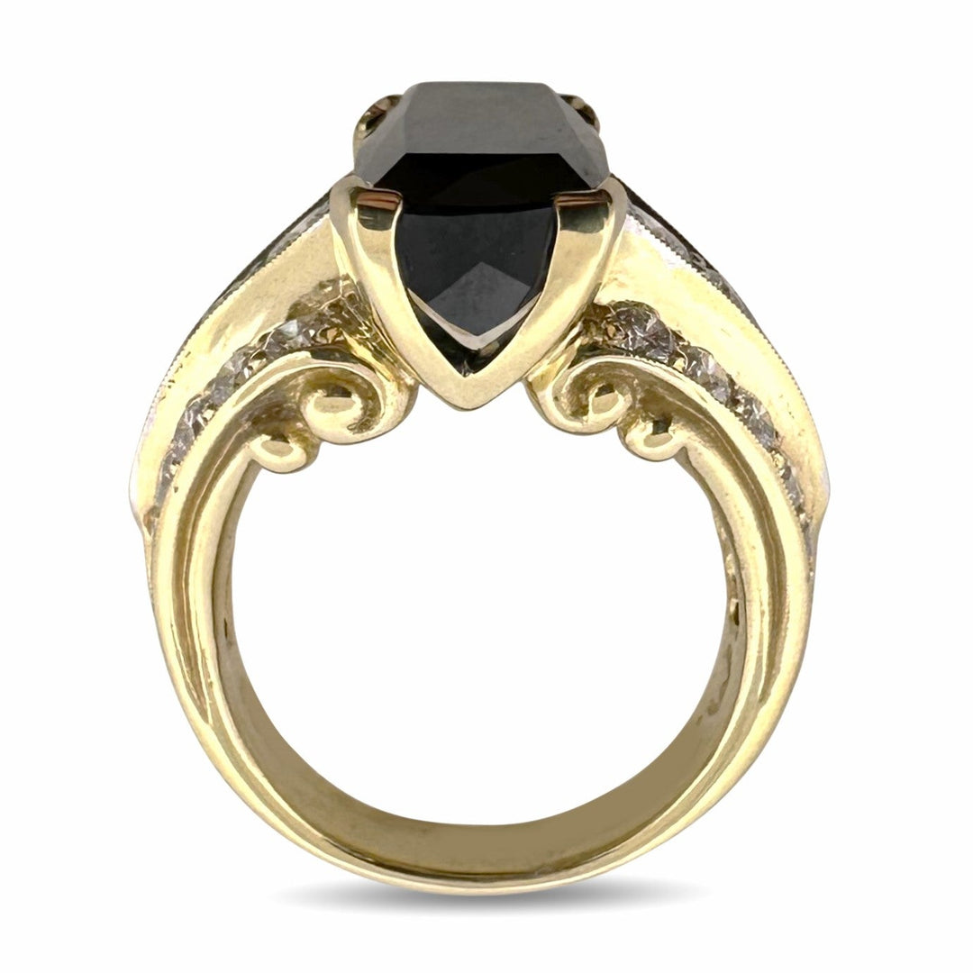 Green Tourmaline with Natural Diamonds Cocktail Ring in 18k Two-Tone Gold