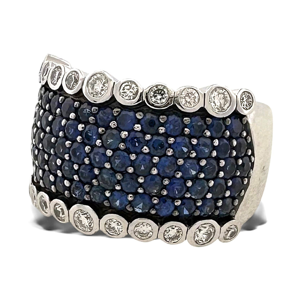 Blueberry Sapphire Pavé & Vanilla Diamond Cocktail Ring in 14k White Gold by Le Vian