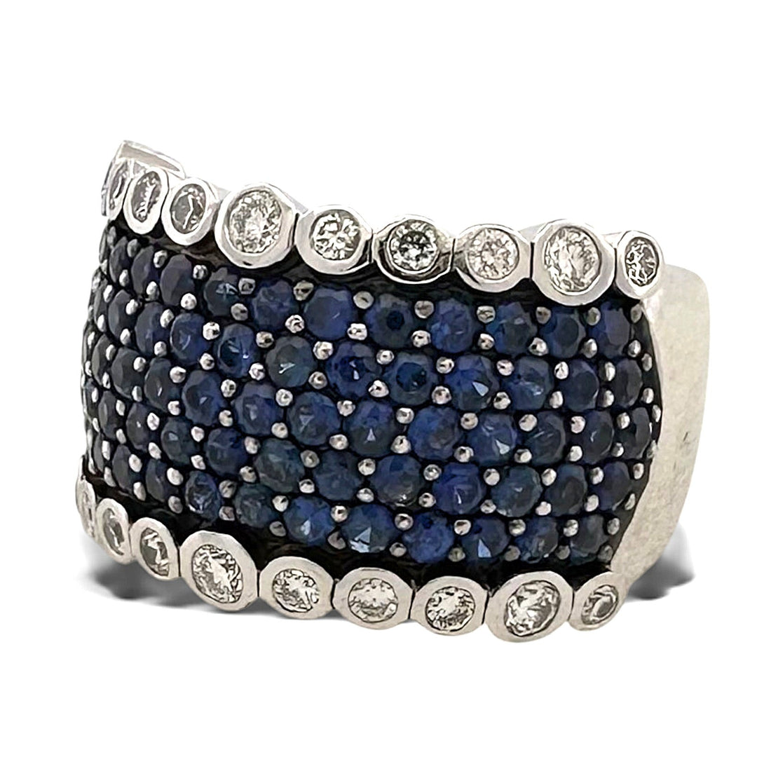 Blueberry Sapphire Pavé & Vanilla Diamond Cocktail Ring in 14k White Gold by Le Vian