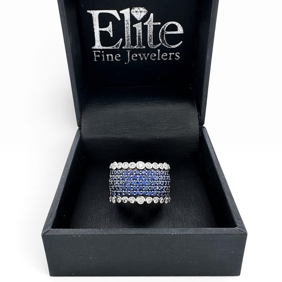 Blueberry Sapphire Pavé & Vanilla Diamond Cocktail Ring in 14k White Gold by Le Vian
