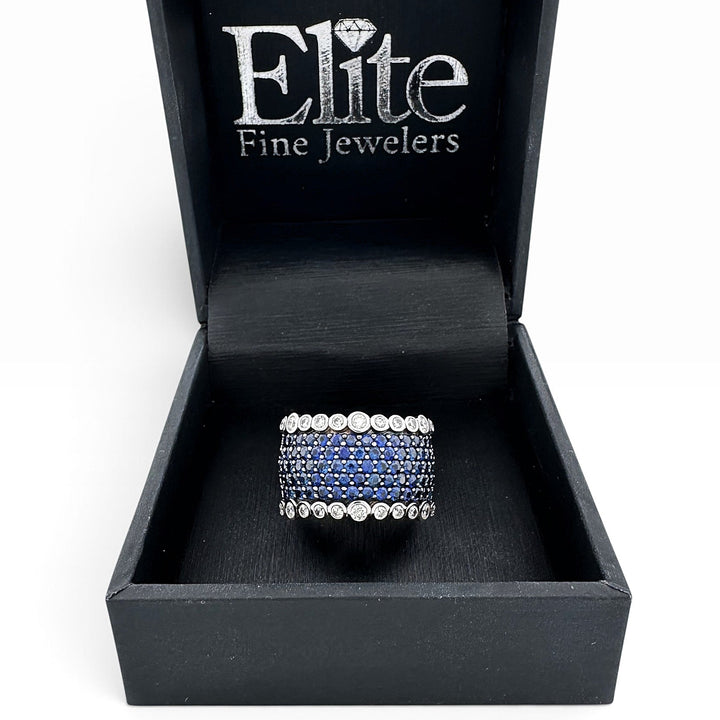 Blueberry Sapphire Pavé & Vanilla Diamond Cocktail Ring in 14k White Gold by Le Vian