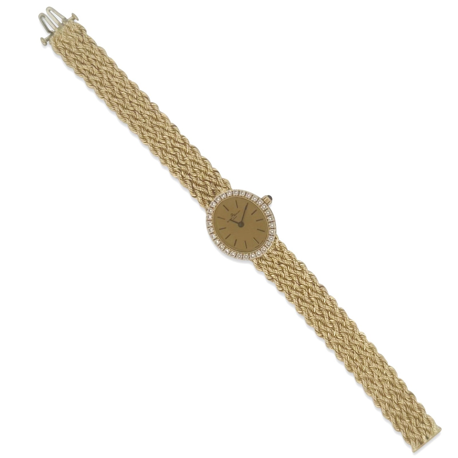 Vintage 1990's Lady's Baume & Mercier Diamond Quartz Watch in 14k Yellow Gold