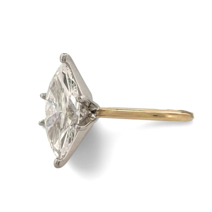 IGI Graded 2.54ct Marquise Cut Lab-Grown Diamond Solitaire Engagement Ring in 18k Two-Tone Gold
