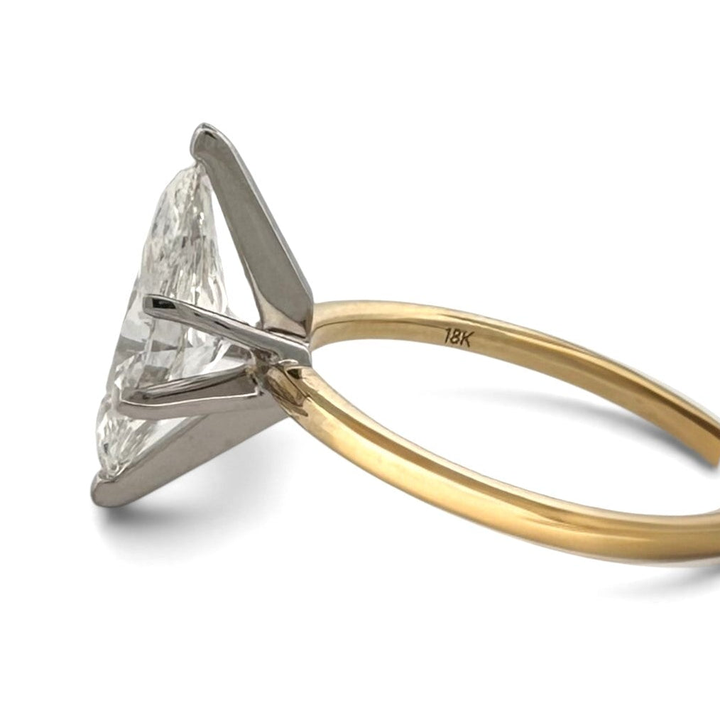 IGI Graded 2.54ct Marquise Cut Lab-Grown Diamond Solitaire Engagement Ring in 18k Two-Tone Gold