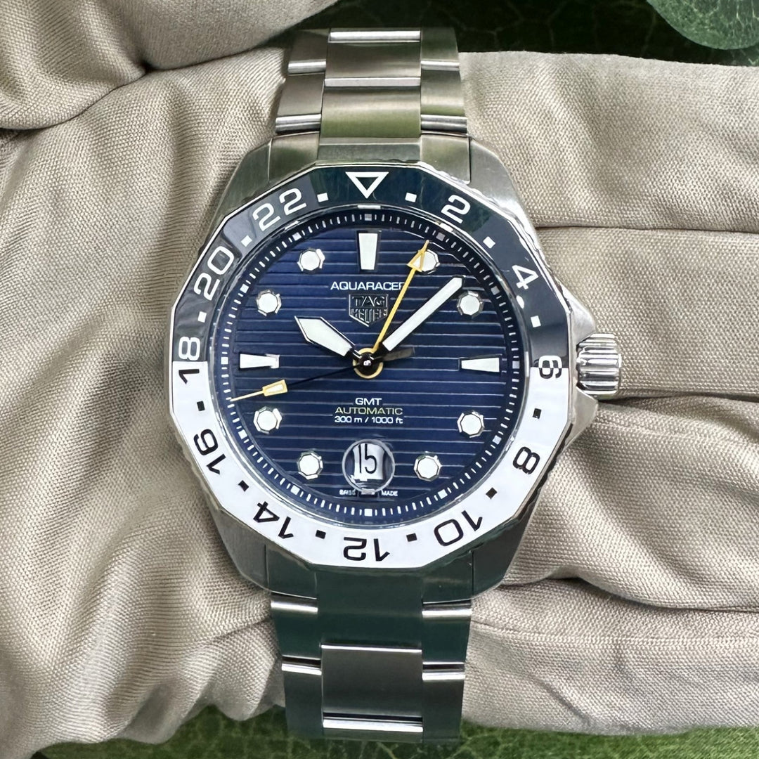 2024 TAG Heuer Aquaracer 43mm GMT Automatic Stainless Steel Bracelet Watch with Box & Papers