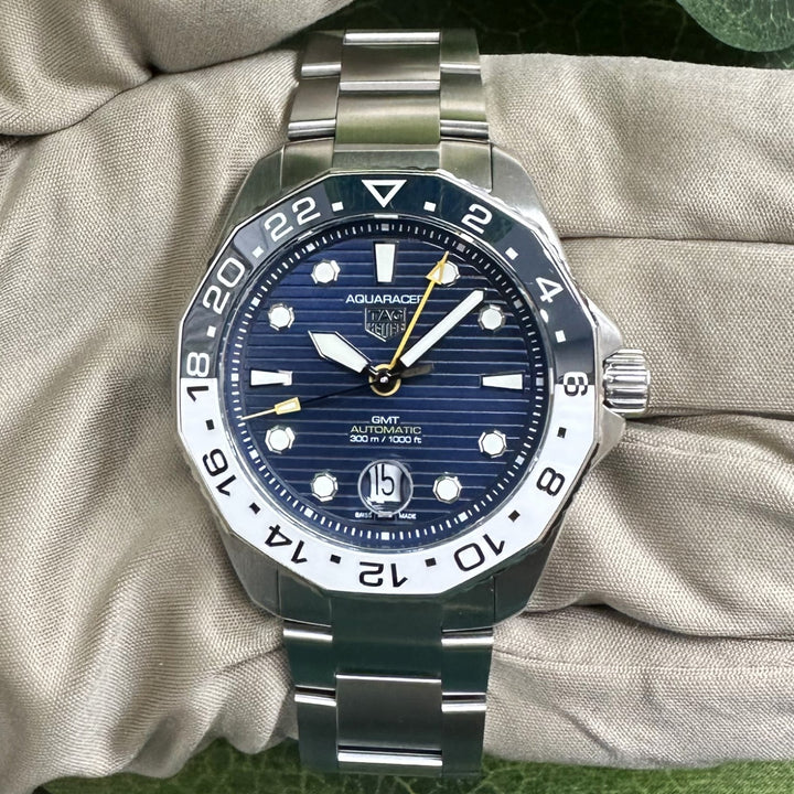 2024 TAG Heuer Aquaracer 43mm GMT Automatic Stainless Steel Bracelet Watch with Box & Papers