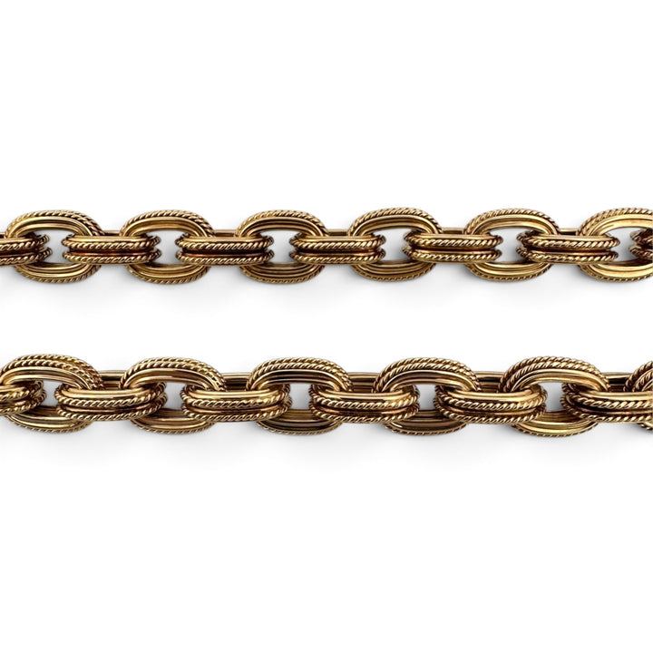 Vintage 17" Textured Oval Cable Link Chain Necklace in 14k Yellow Gold