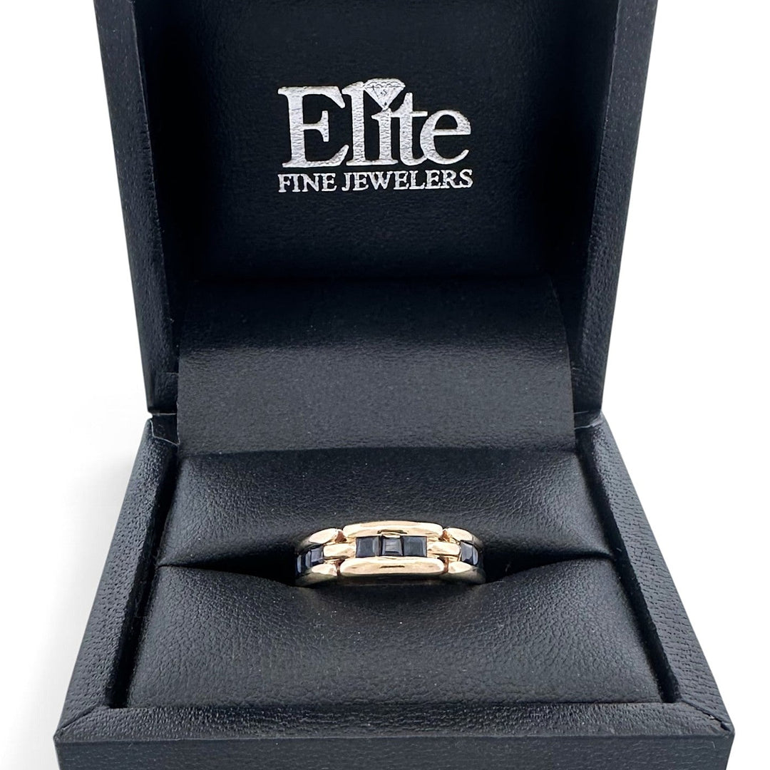 Baguette Sapphire Channel-Set Band in 14k Yellow Gold