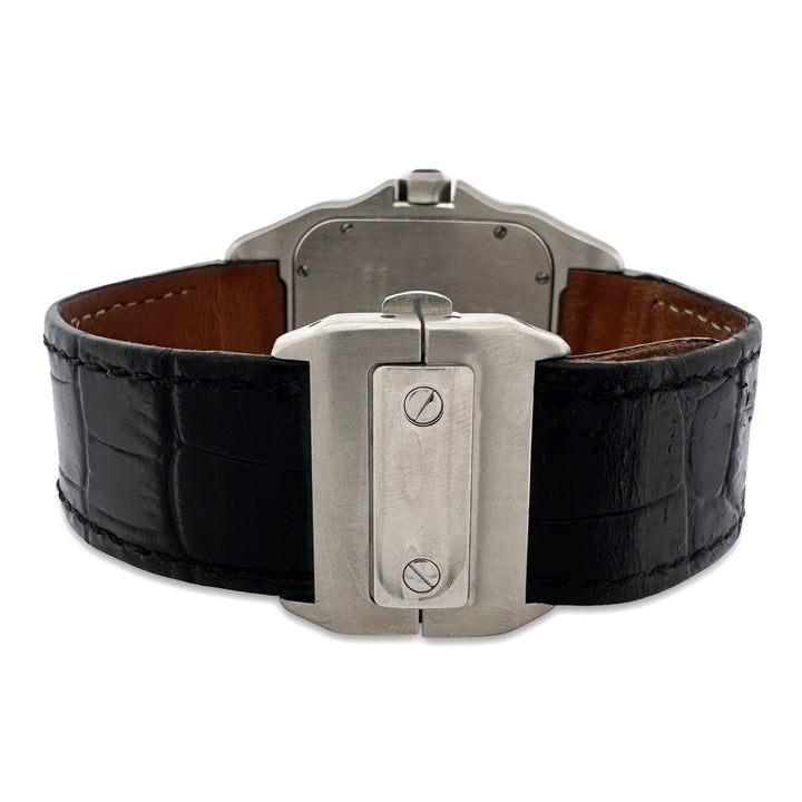 Cartier Santos 100 Extra Large Stainless Steel & Leather Strap Watch