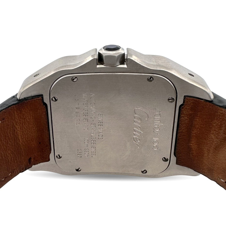 Cartier Santos 100 Extra Large Stainless Steel & Leather Strap Watch