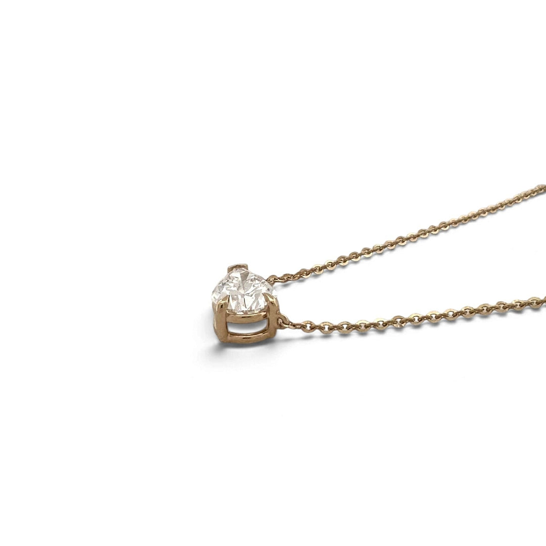 IGI Graded 1ct Pear Cut Lab-Grown Diamond Claw-Set East-West Pendant Necklace in 14k Yellow Gold
