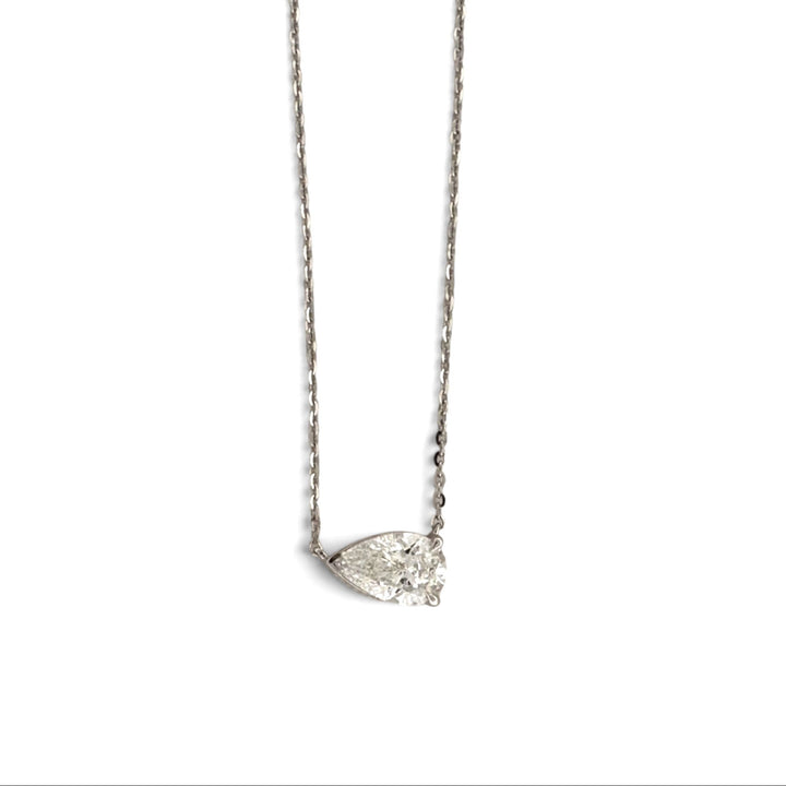 IGI Graded 1.04ct Pear Cut Lab-Grown Diamond East-West Pendant Necklace in 14k White Gold