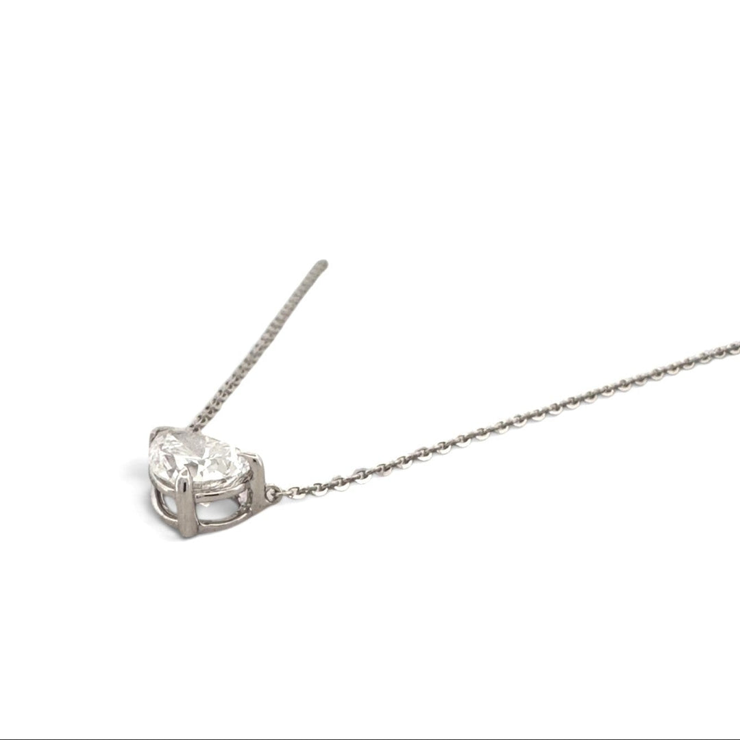 IGI Graded 1.04ct Pear Cut Lab-Grown Diamond East-West Pendant Necklace in 14k White Gold