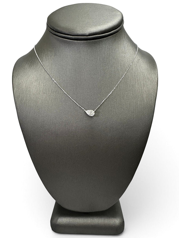 IGI Graded 1.04ct Pear Cut Lab-Grown Diamond East-West Pendant Necklace in 14k White Gold