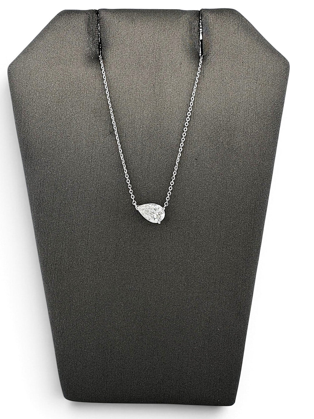 IGI Graded 1.04ct Pear Cut Lab-Grown Diamond East-West Pendant Necklace in 14k White Gold