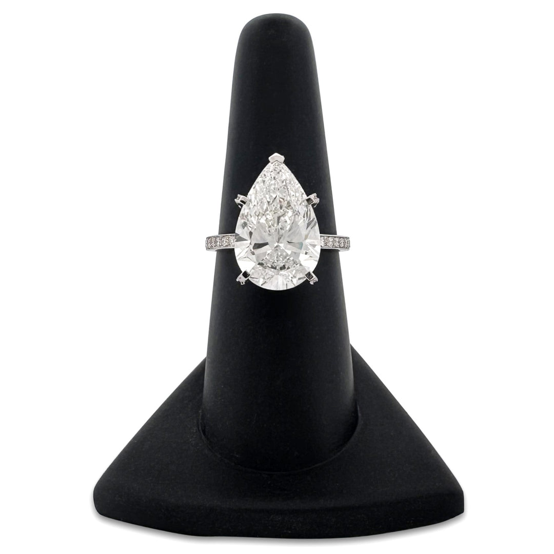 IGI Graded 7.04ct Pear Cut with Round Brilliants Lab-Grown Diamond Engagement Ring in 14k White Gold