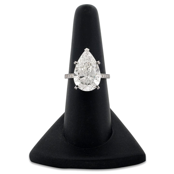 IGI Graded 7.04ct Pear Cut with Round Brilliants Lab-Grown Diamond Engagement Ring in 14k White Gold