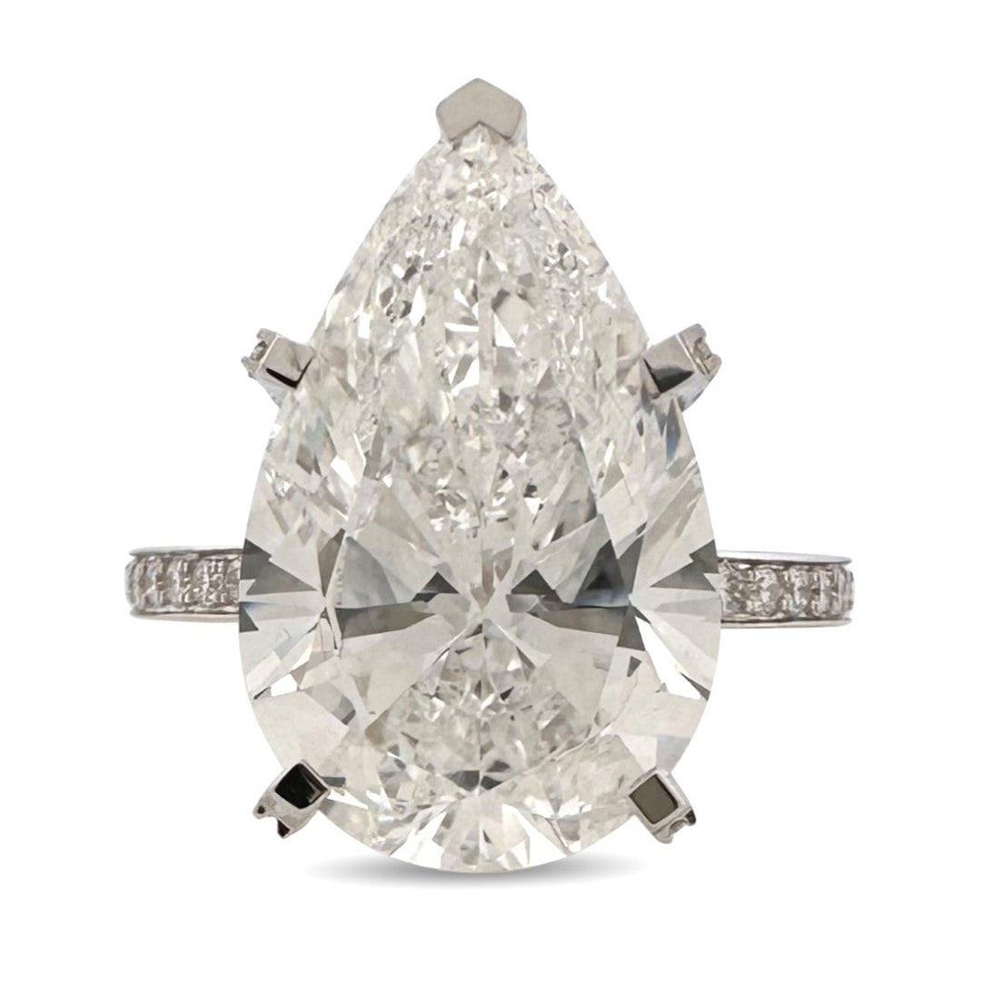 IGI Graded 7.04ct Pear Cut with Round Brilliants Lab-Grown Diamond Engagement Ring in 14k White Gold
