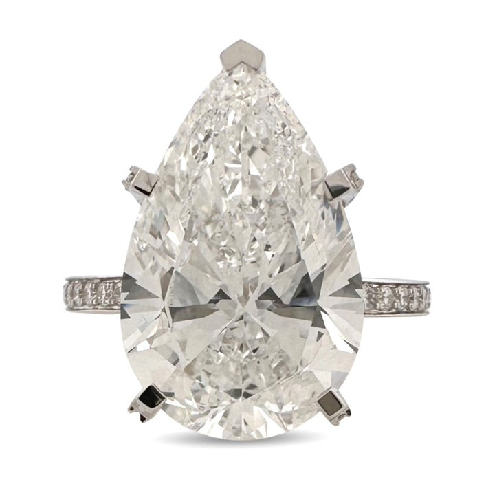IGI Graded 7.04ct Pear Cut with Round Brilliants Lab-Grown Diamond Engagement Ring in 14k White Gold