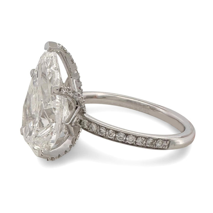 IGI Graded 7.04ct Pear Cut with Round Brilliants Lab-Grown Diamond Engagement Ring in 14k White Gold