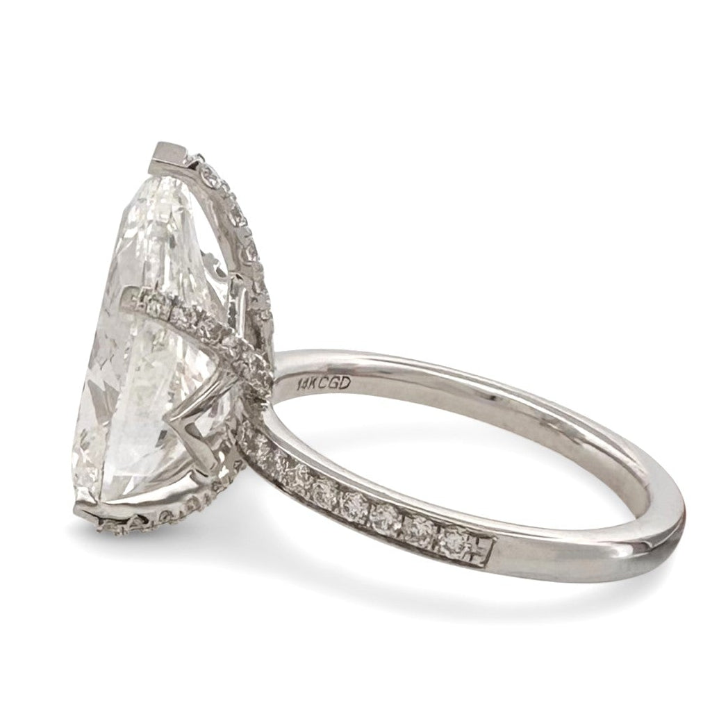 IGI Graded 7.04ct Pear Cut with Round Brilliants Lab-Grown Diamond Engagement Ring in 14k White Gold